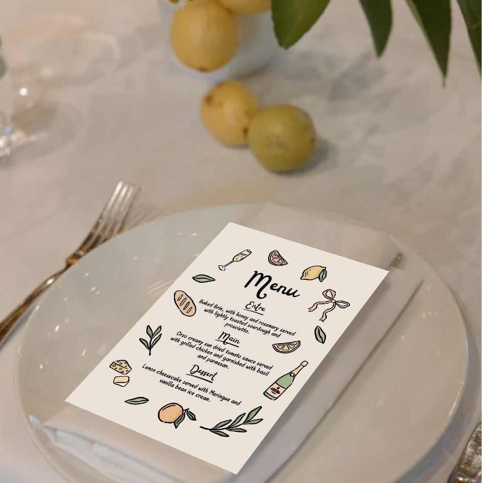 Under The Tuscan Stars Menu