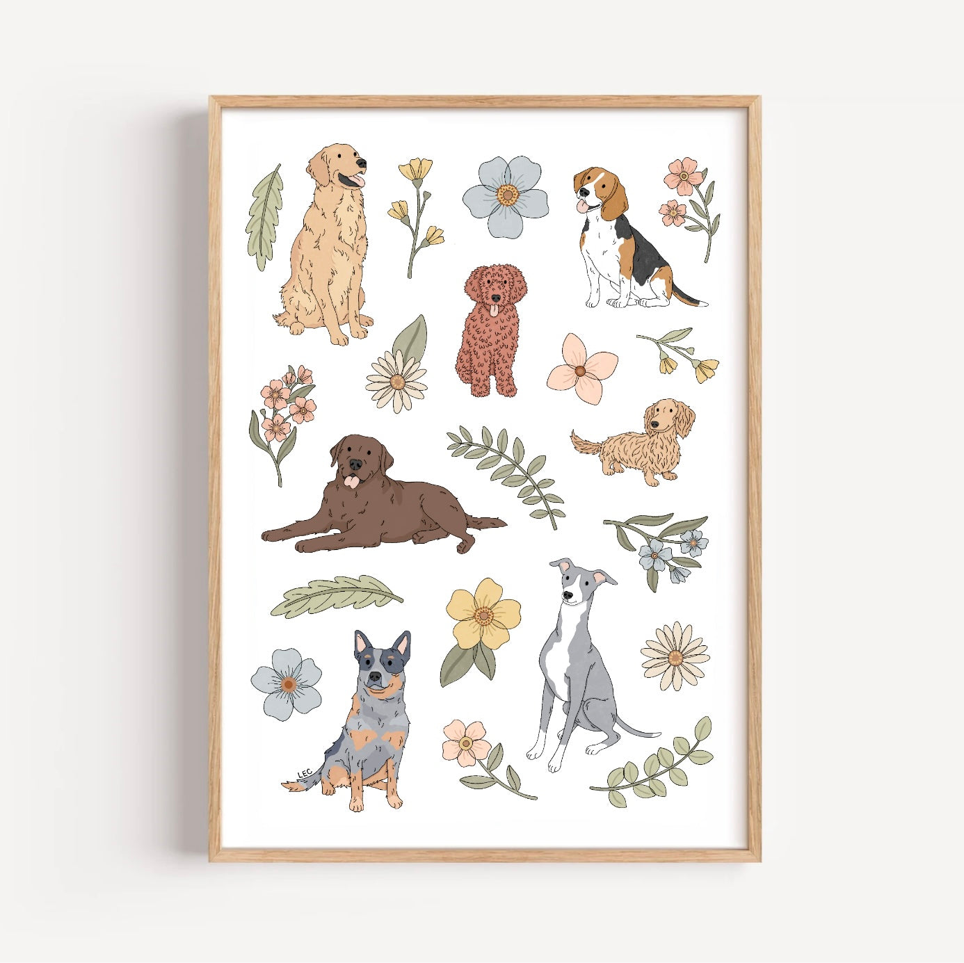 Pups and Posies Print