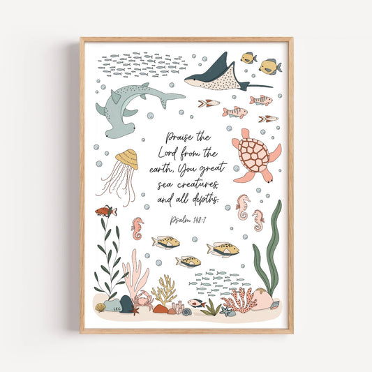 Sea Creatures Bible Verse Print