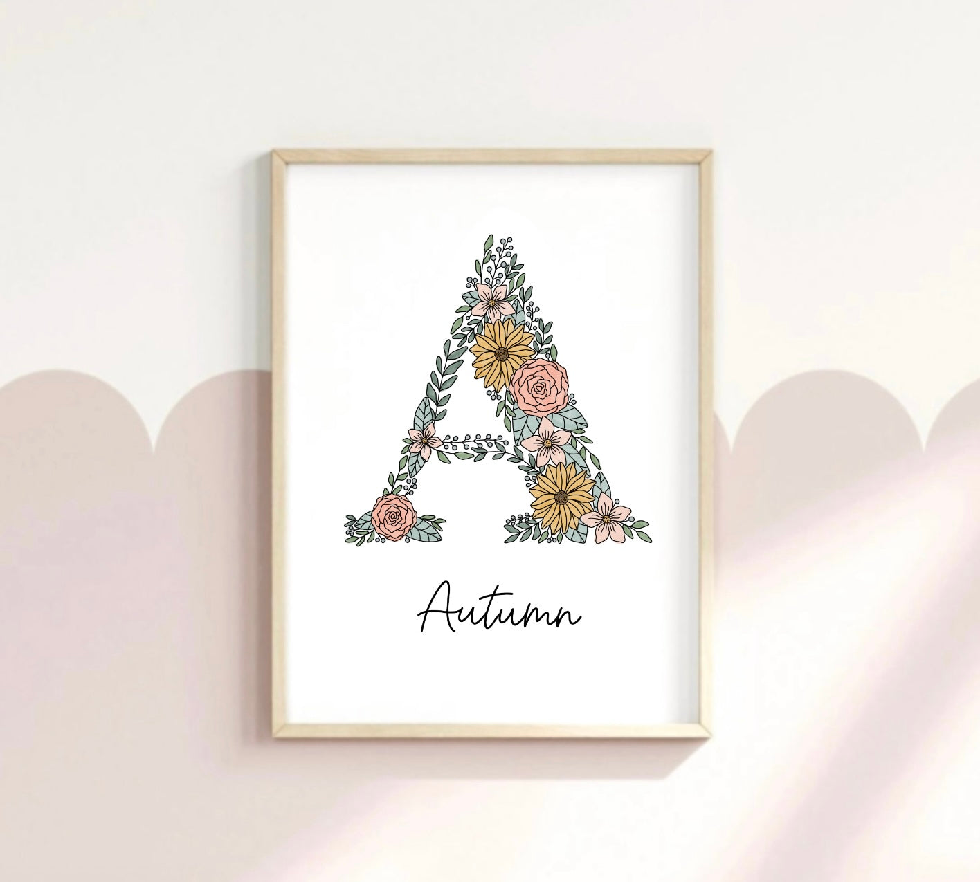 Floral Letter Personalised Name Print