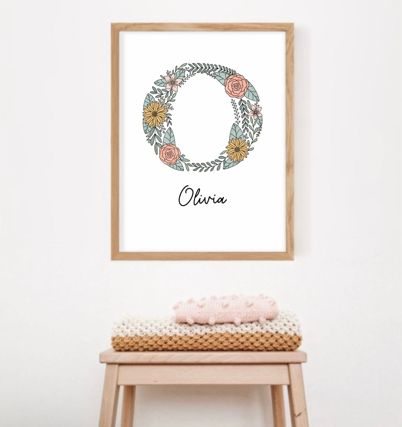 Floral Letter Personalised Name Print