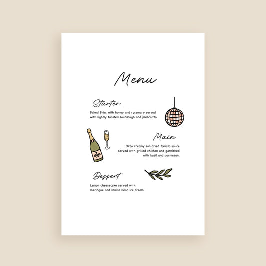 Just The Beginning Menu