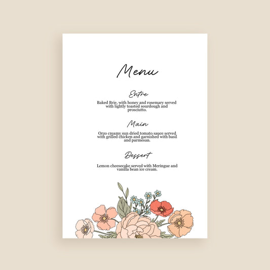 Florals & Forever Menu