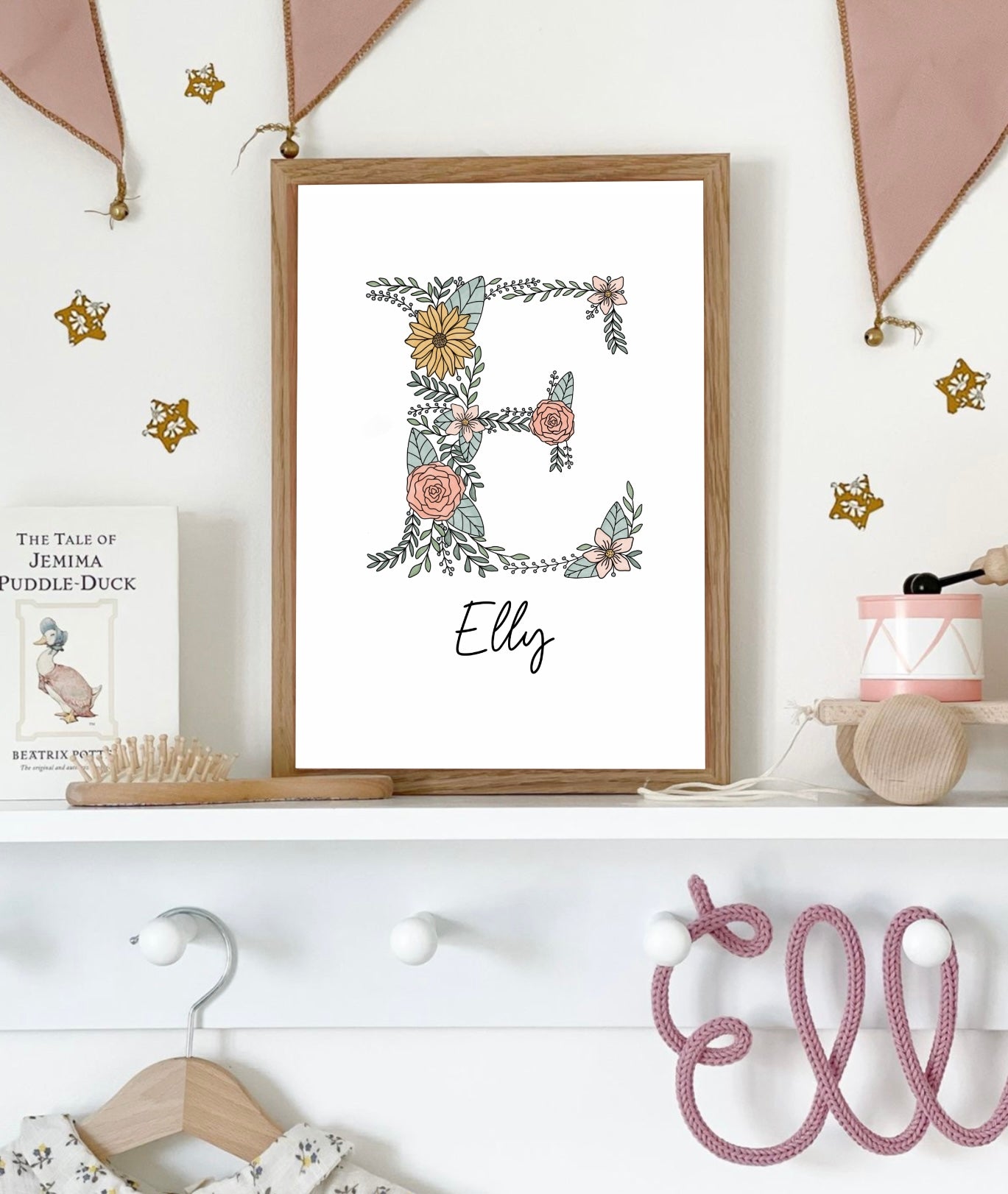 Floral Letter Personalised Name Print
